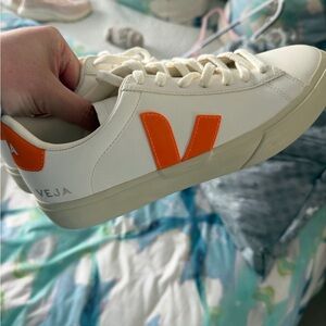 Veja Women's Cream and Orange Sneakers